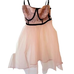Victoria's Secret Blush and Black Lace Chemise